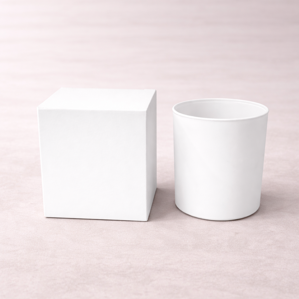 30cl White candle box with a web top.