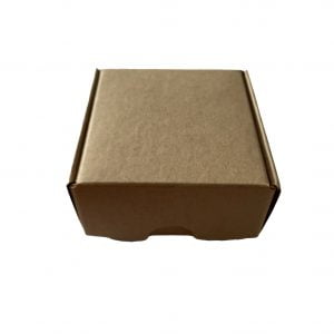 Kraft gift box 75mm(W) x 75mm(D) x 35mm(H) made from a 350gsm 100% recycled board.