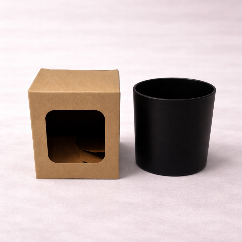 30cl Kraft candle box with a web top and window