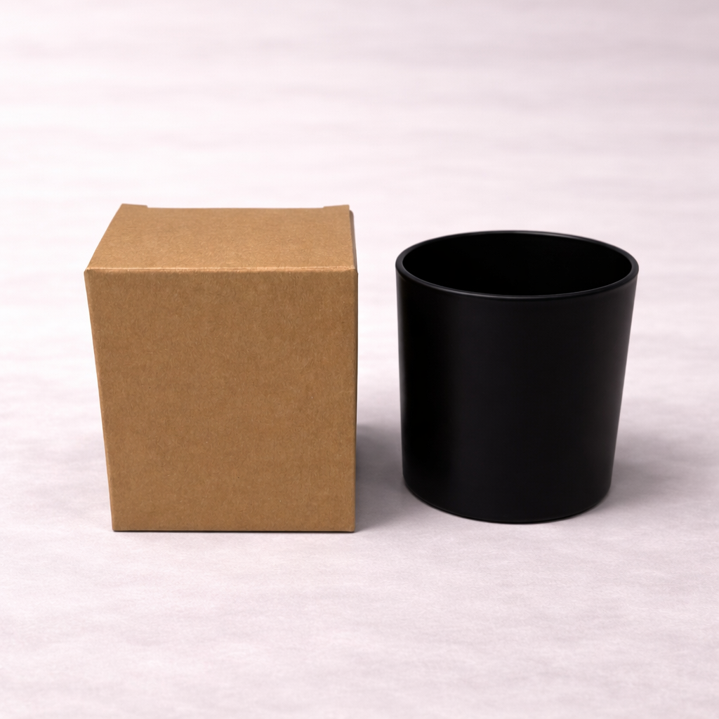 9cl Kraft candle box with a web top and envelope base.