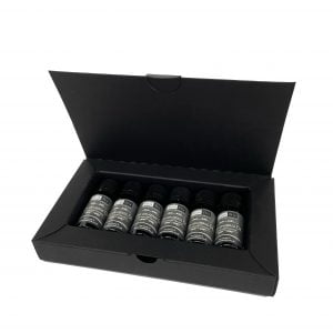 Essential oil gift box in ultra matte black to fit 6 x 10ml essential oils