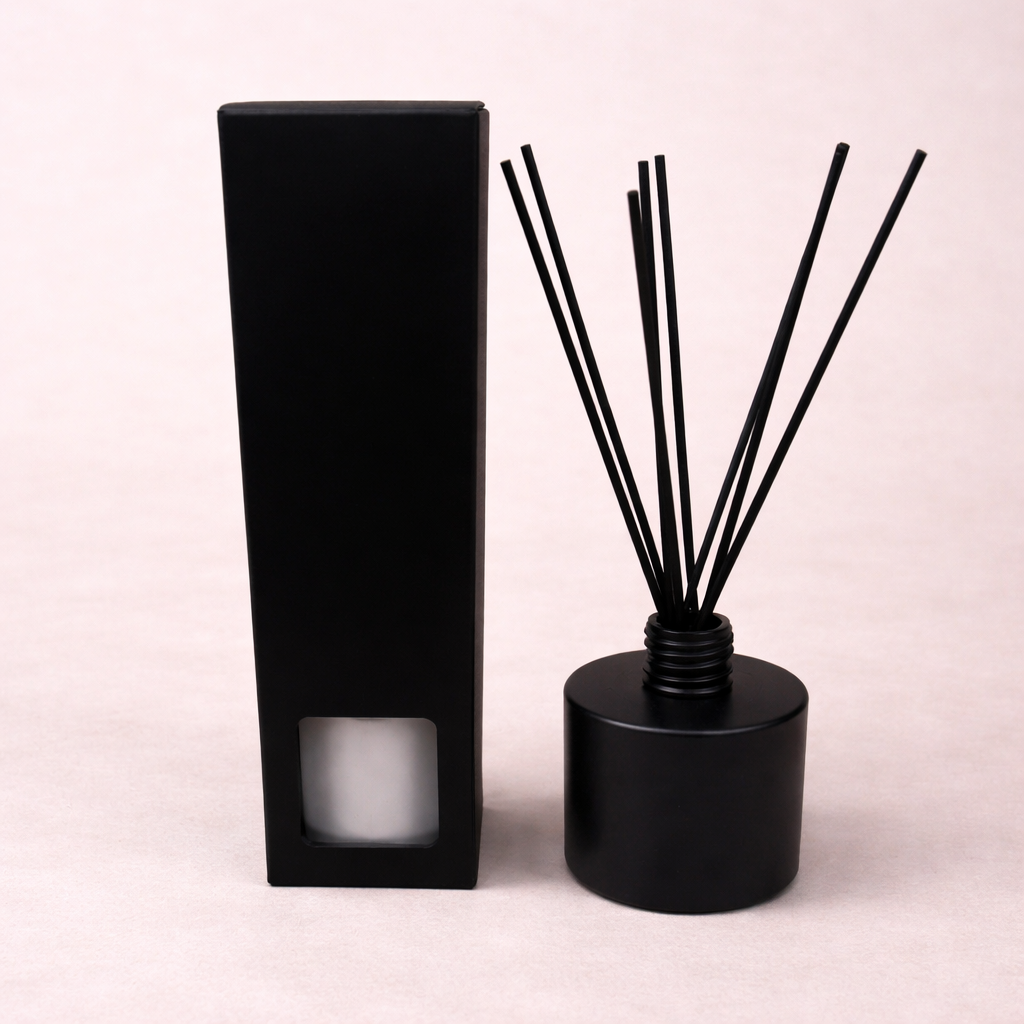 50ml solid matte Black Reed Diffuser box with window.