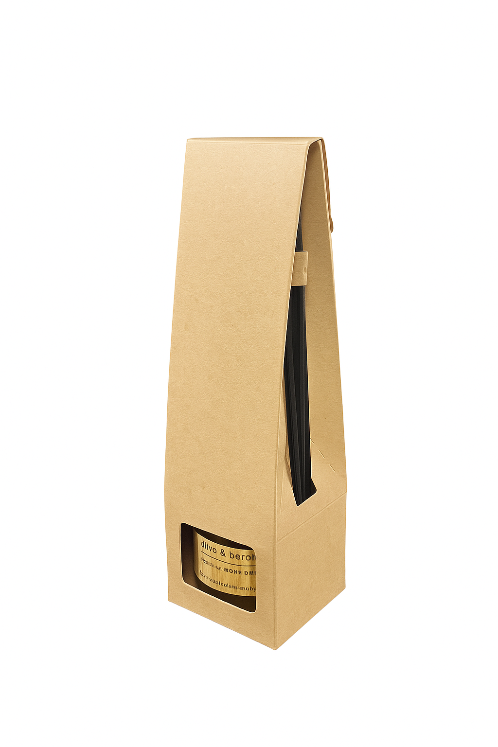 100ml Tapered Reed Diffuser box in kraft Brown with a window and crash lock base