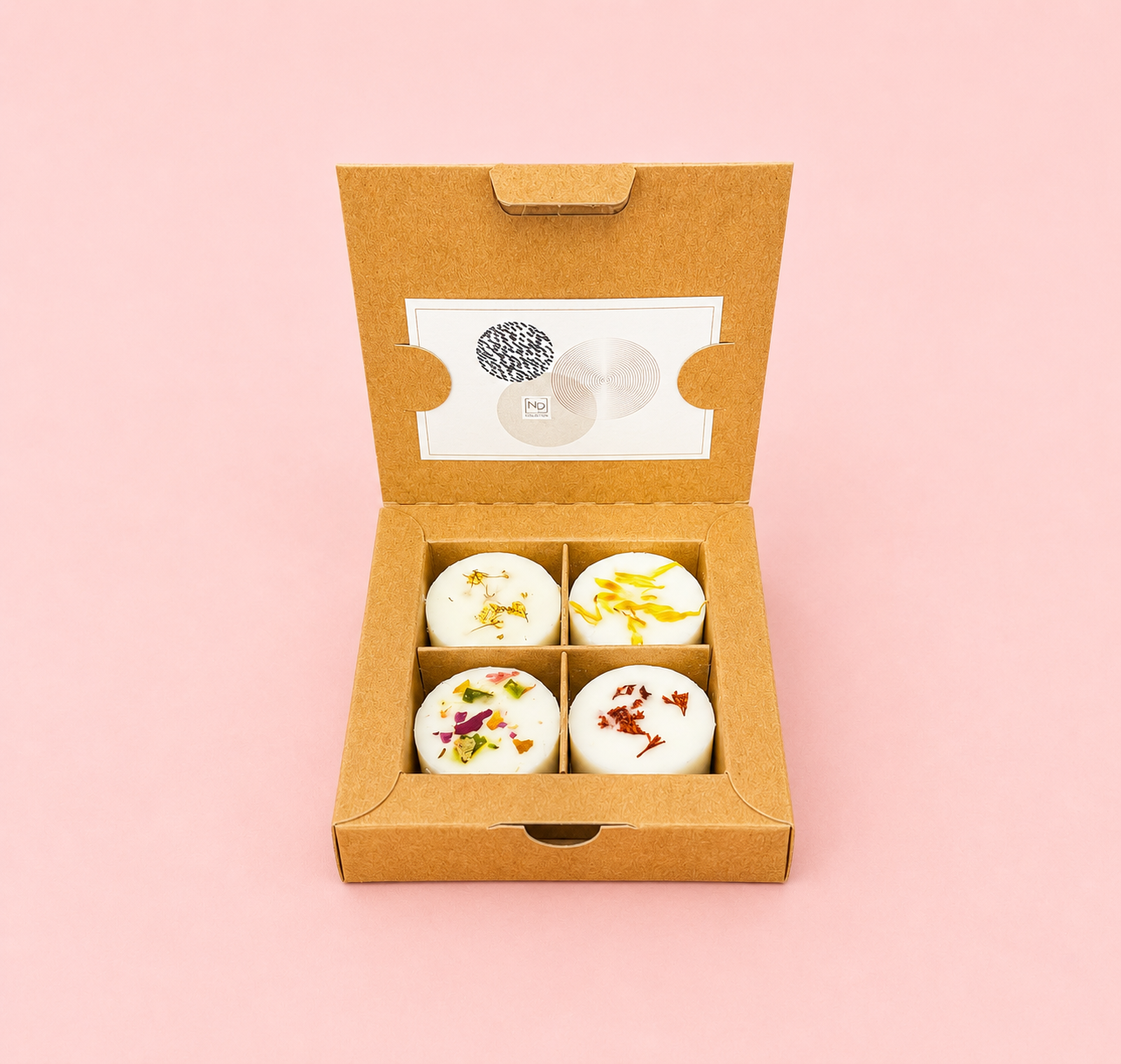 Beautiful kraft Brown buffer wall boxes to hold 4 melts Wax melt, tea-lights or chocolates.