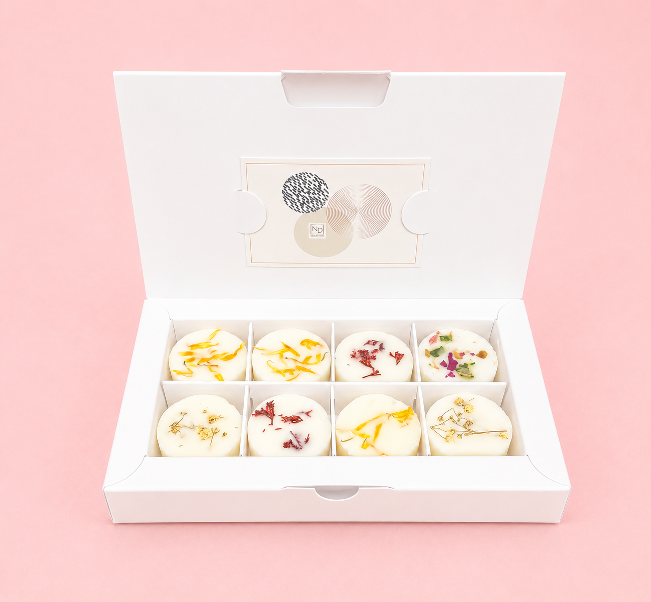 Beautiful White buffer wall boxes to hold 8 melts Wax melt, tea-lights or chocolates.